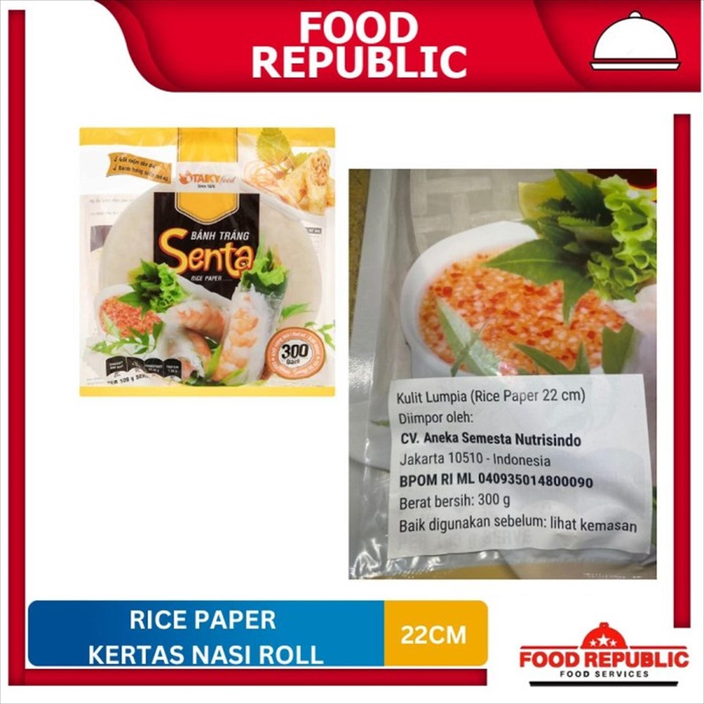 

RB SENTA THIN RICE PAPER / Kulit Lumpia Bulat / Rice Roll 300 gr Import