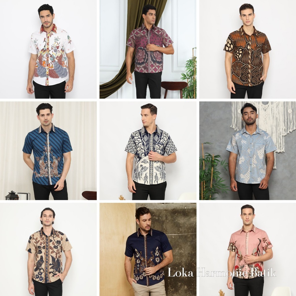 113 (part 1) - Kemeja Batik Pria Lengan Pendek - Baju Atasan Kemeja Keluarga Pasangan Couple Anak Mo
