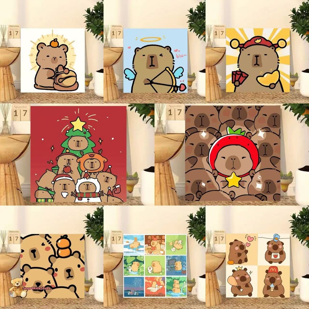

Paint By Number 20x20 Capybara DIY Painting Kit Canvas Paint Kit Digital Aesthetic Kanvas Lukis Lucu
