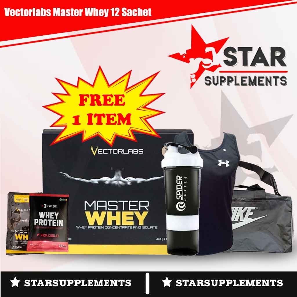 Vector Labs Master Whey Box 12 Sachet / Vectorlabs Protein 1 lb / lbs BPOM
