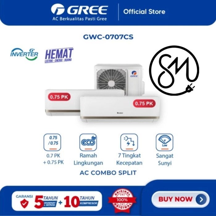 AC Gree 2in1 3/4 PK GWC 0707CS Combo Split Inverter Series GWC0707CS
