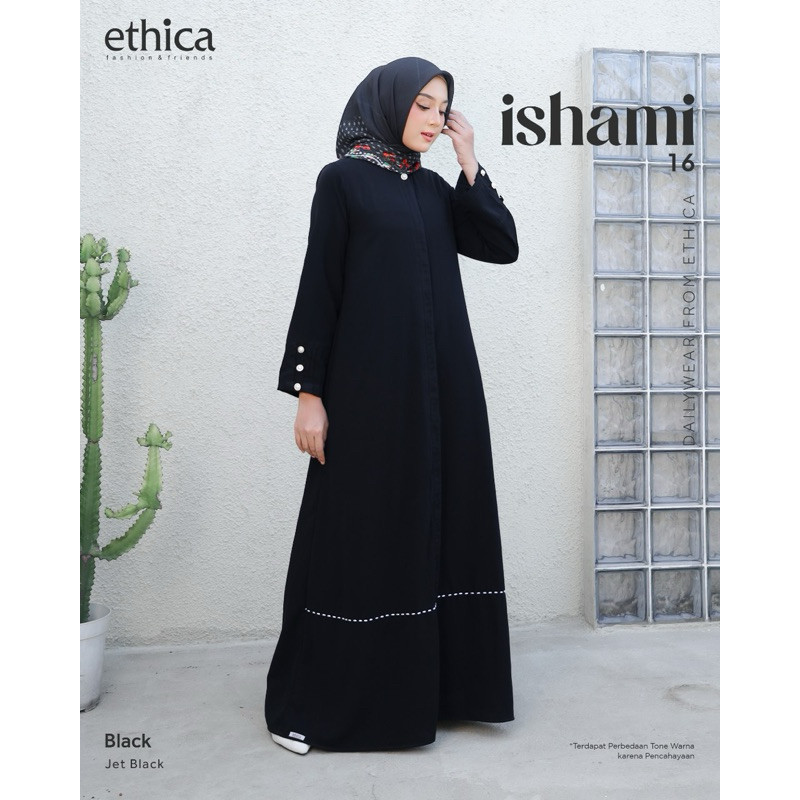 Gamis Dewasa Warna Hitam Polos Ishami 16 Dress Muslimah By Ethica