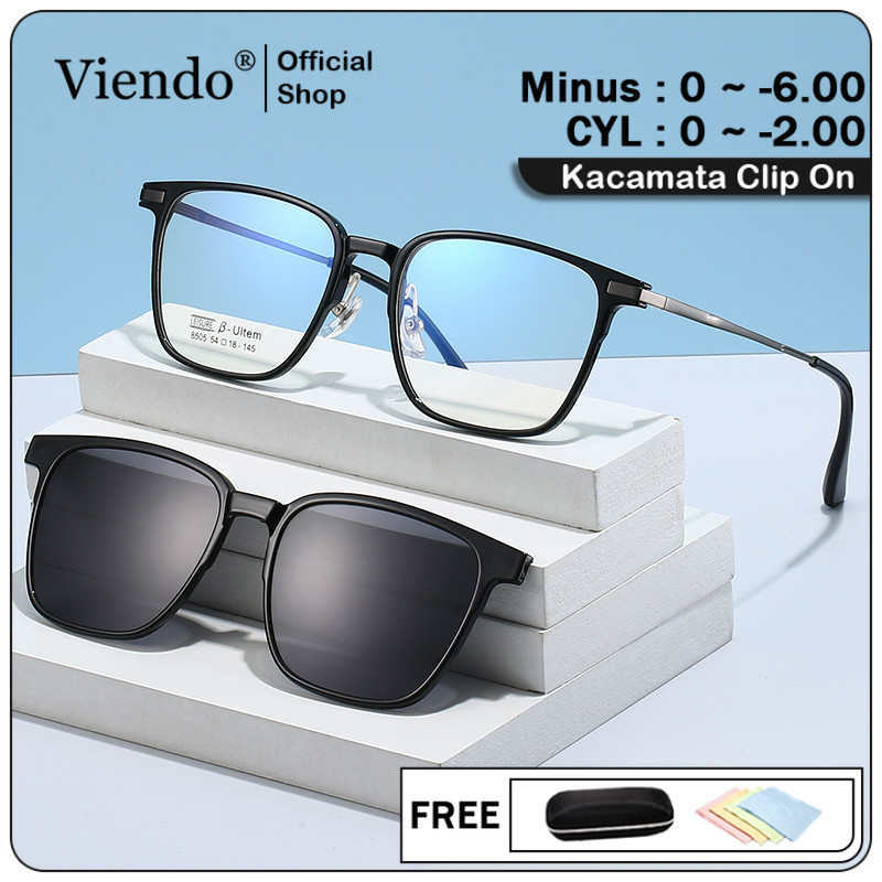Viendo Kacamata Clip On Minus Pria Wanita Anti Blueray Photocromic Bluecromic Kaca Mata Optik