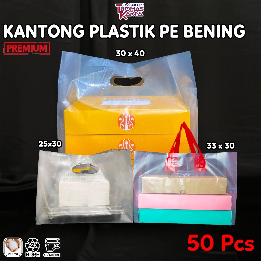 Kantong Plastik PE Bening isi 50 muat Dus Donat / Mika Bento / Box Brownies