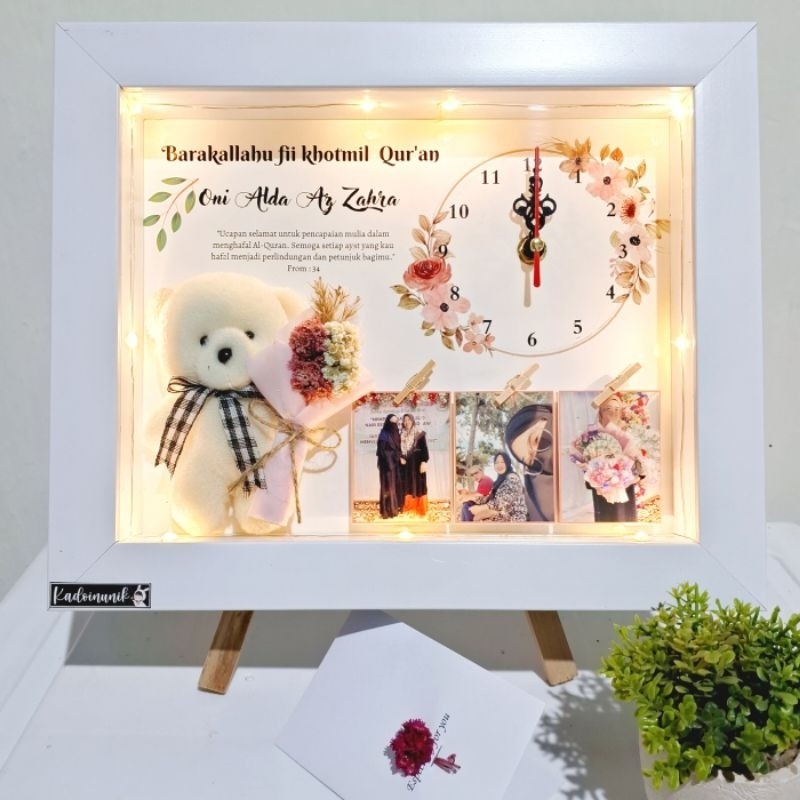 flower in frame jam boneka | frame box 3D | gift box | kado wisuda kado anniversary kdo wedding kado