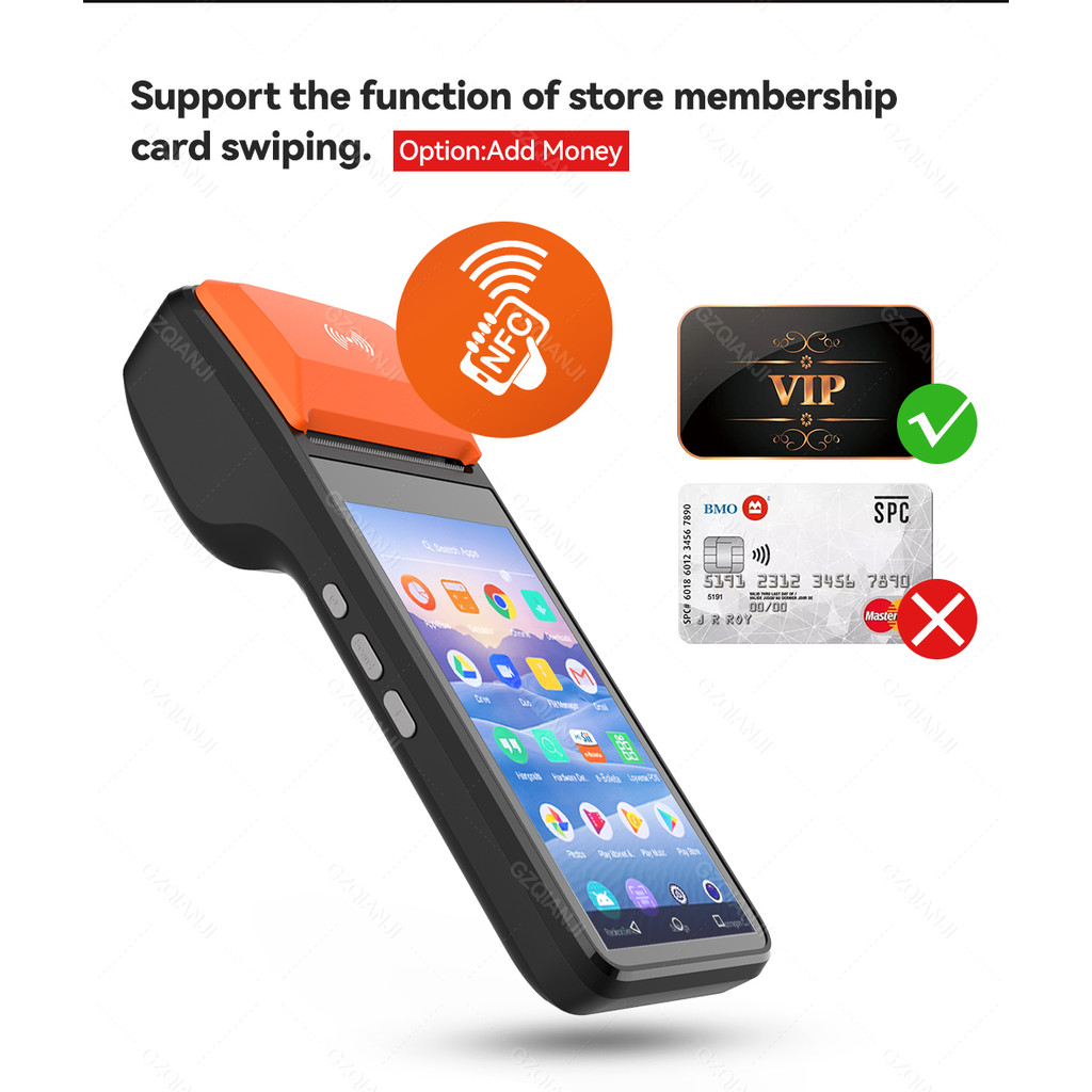 Android 13/8.1 3G 4G Handheld POS Terminal With 58mm Thermal Printer 1D 2D Scanner NFC Reader RAM3GB