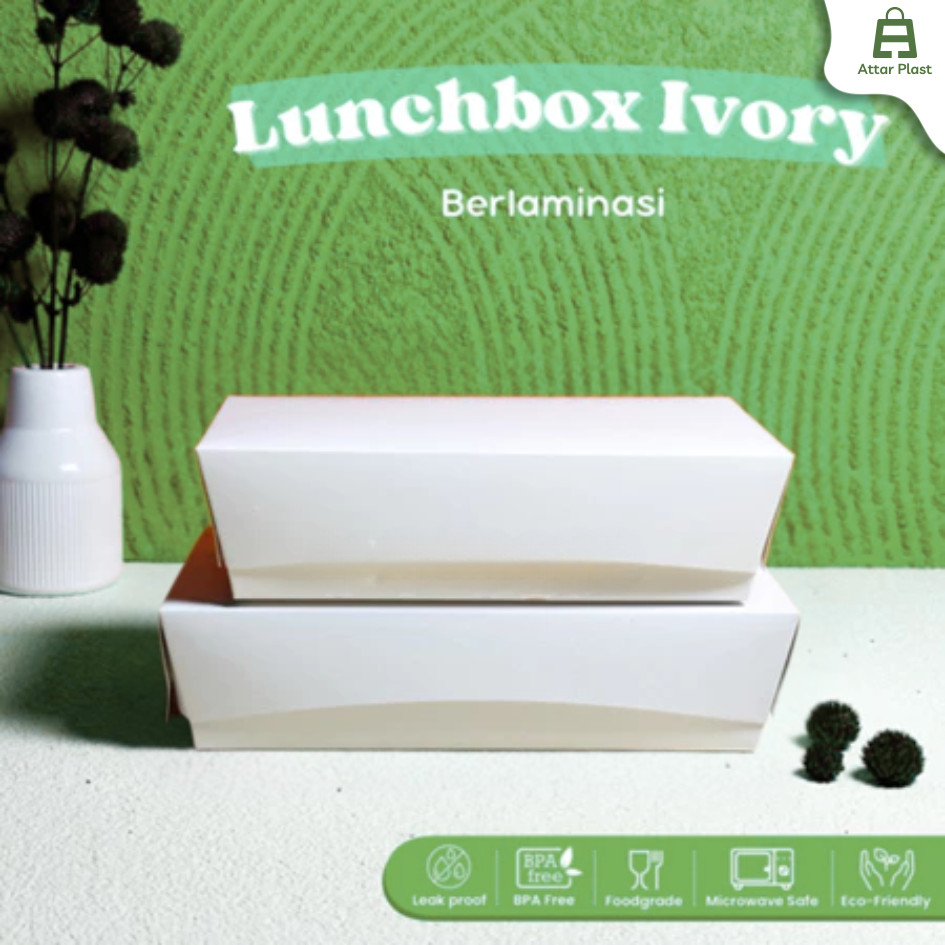 Paper Lunch Box Polos Ivory Lembaran Size M & L Full Laminasi Murah / Lunch Box Ivory Putih