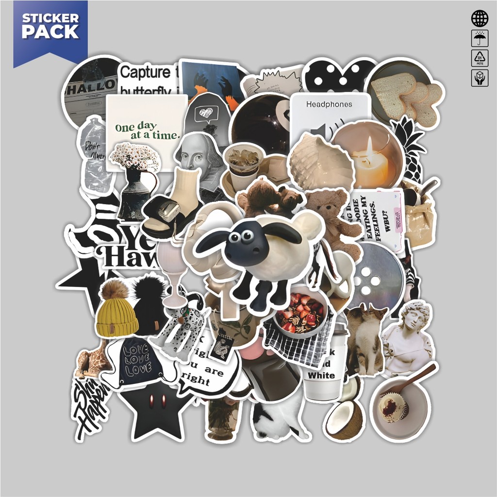

[100PCS]Stiker Pack Stiker Modern Fashion Classic Vintage Aesthetic Vinyl Anti Air Dekorasi Sticker Laptop Buku Journal Koper Helm Casing HP Gitar Helm Skateboard