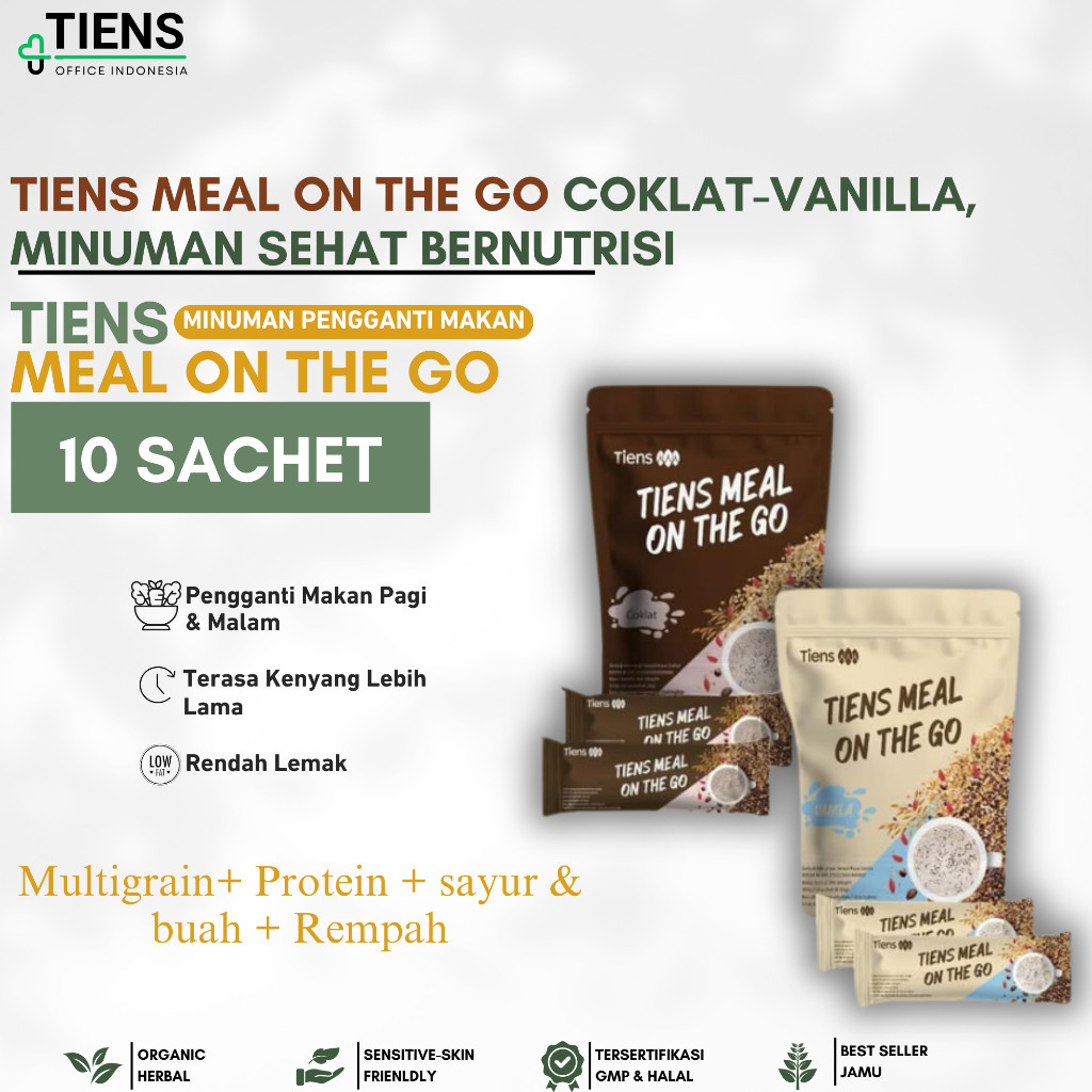 

Tiens Meal On the Go Minuman Sereal Multigrain Jagung Original BPOM Penahan Napsu Makan