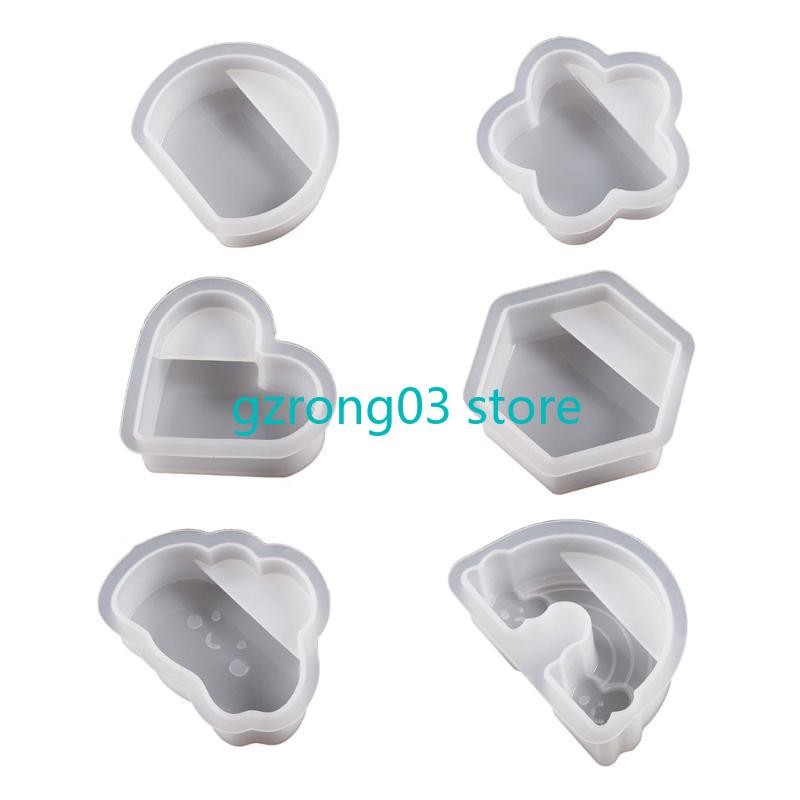 

127C Business Card Holder Silicone Mould Resin Semicircle Flowers Clouds Rainbow Hexagon Heart Molds DIY Ornament