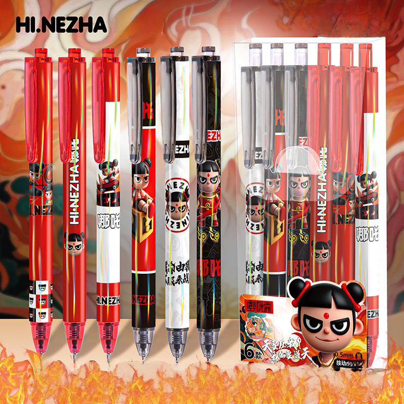 

davedesign #ST173 (1BOX = 6PCS PENA) PULPEN GEL MEKANIK FULL PRINTED PREMIUM DENGAN BOX KARAKTER NEZHA PENA TINTA HITAM TIP 0.5MM BOLPOINT KUALITAS IMPORT LUCU UNIK ANAK SEKOLAH ALAT TULIS KANTOR