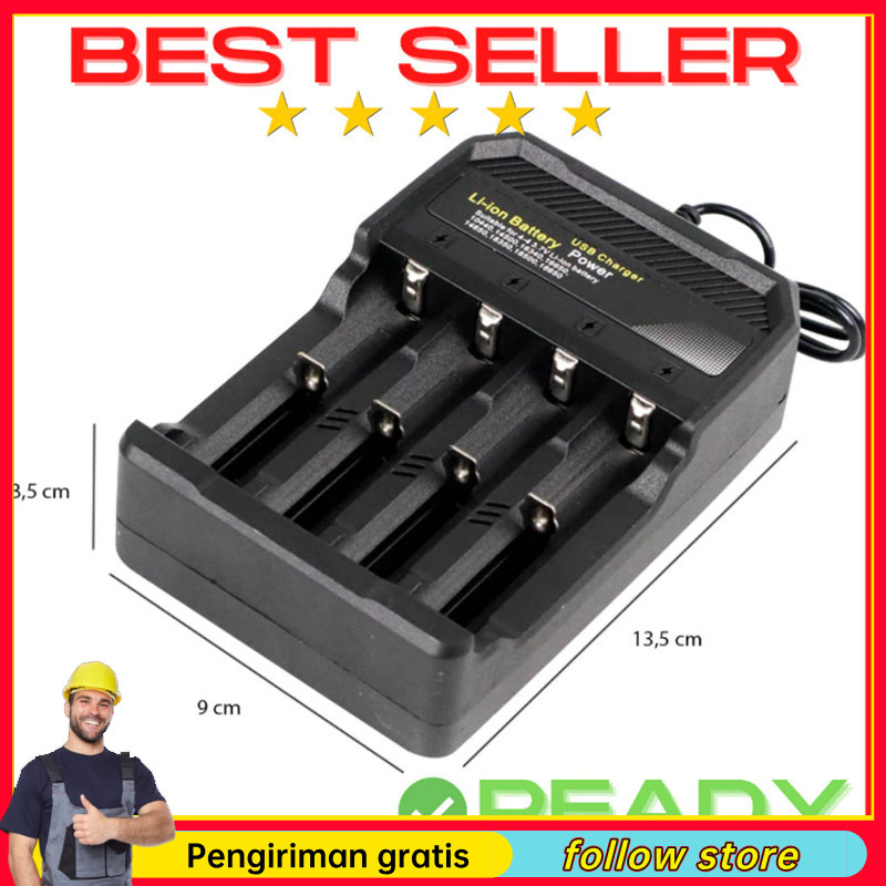 Charger Baterai USB Lithium 18650 4 Slot Colokan Vape 2A 4.2v Fast Charging Taffware Battery Batre