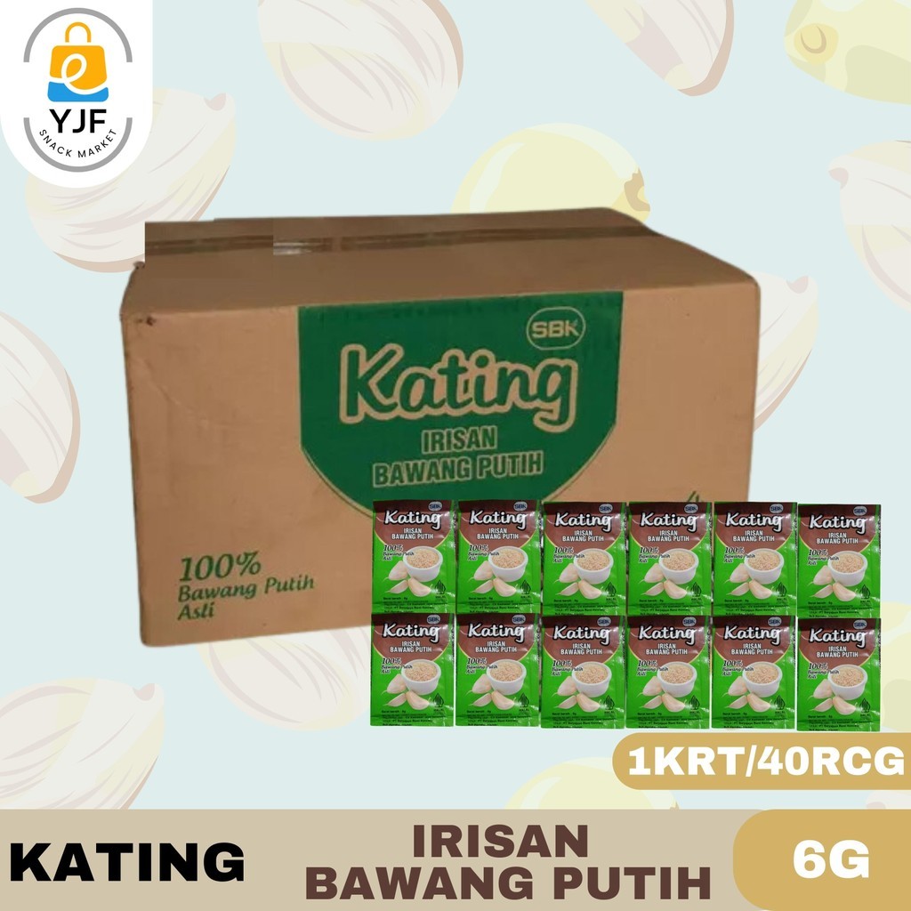 

Kating Irisan Bawang Putih 6g - 1KRT/40RCG Irisan Kecil Kasar / 100% Bawang Putih Asli / Sachet / 6g