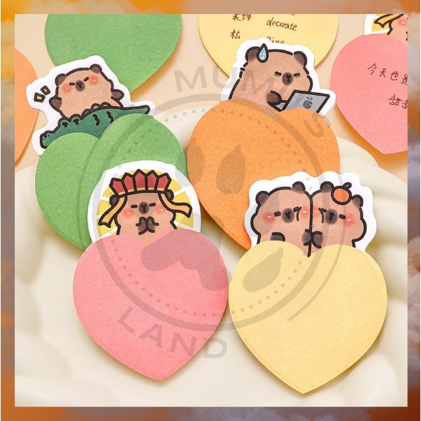 

MUMUSLAND Sticky Notes Motif Hewan Kapibara Hati Love Catatan Memo Animal Mini Book Lucu S-SN021