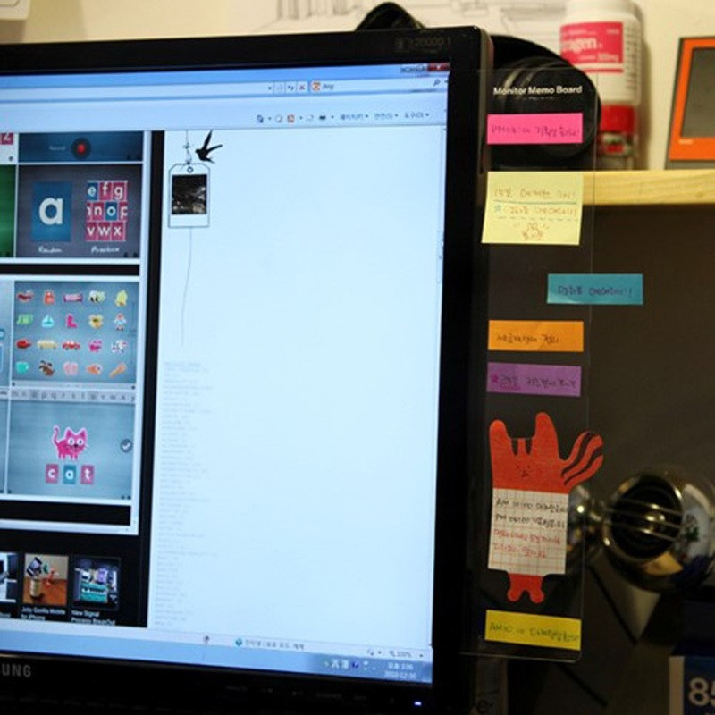 

1 Sheet Computer Screen Side Message Memo Pad Stick Board for Sticky Notes Planner Paper Screen Message Memo Board Acrylic