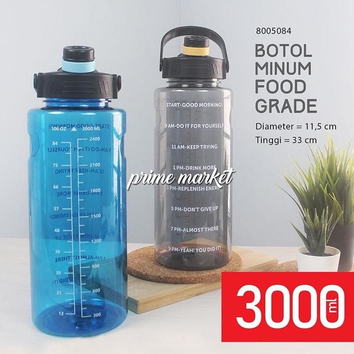 Botol Minum 3 Liter Sedotan / Botol Air Minum 3 L Food Grade / Botol - HITAM