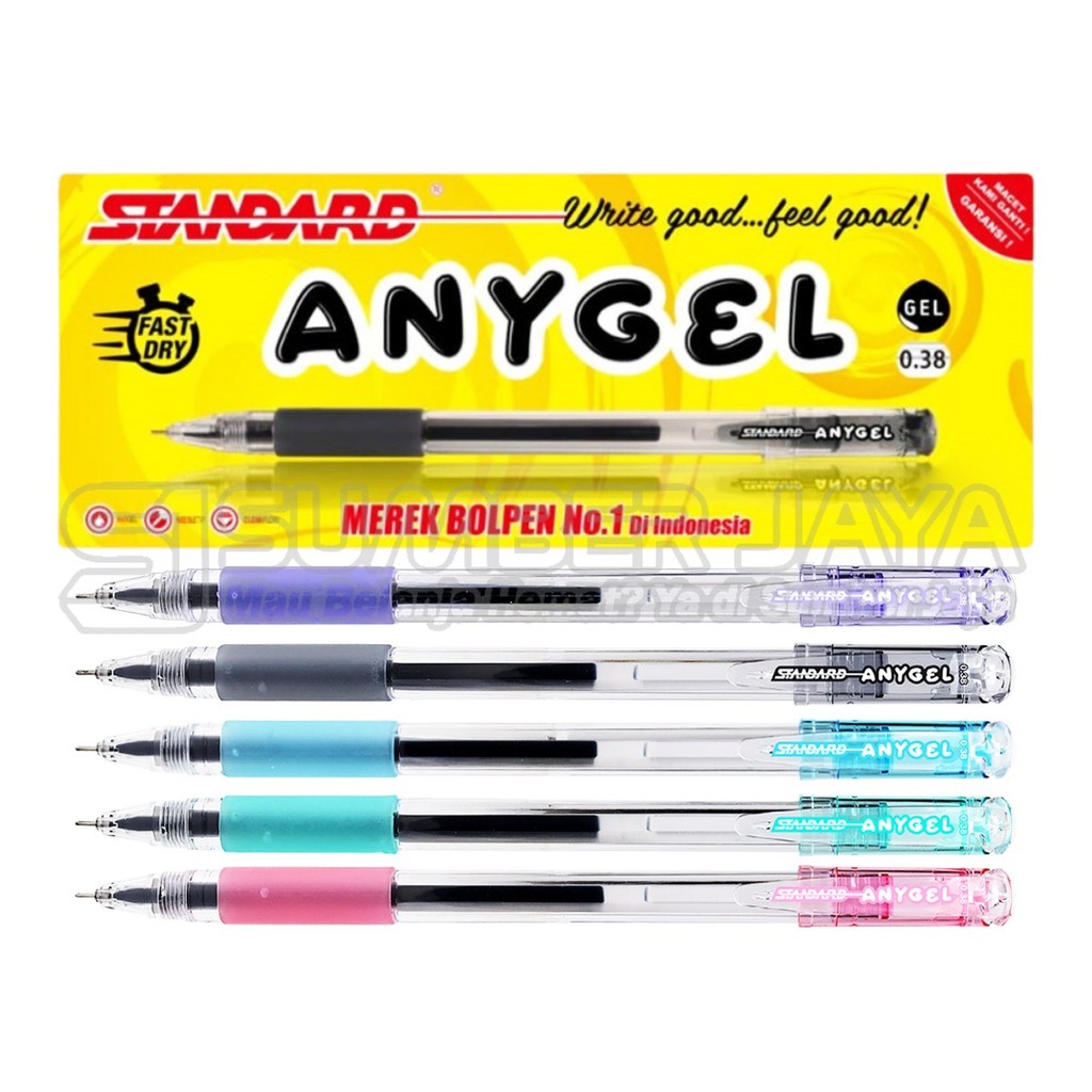

Ballpoint Pen Standard ANYGEL 0.38mm Pulpen Gel Ink 1 PCS Warna Hitam