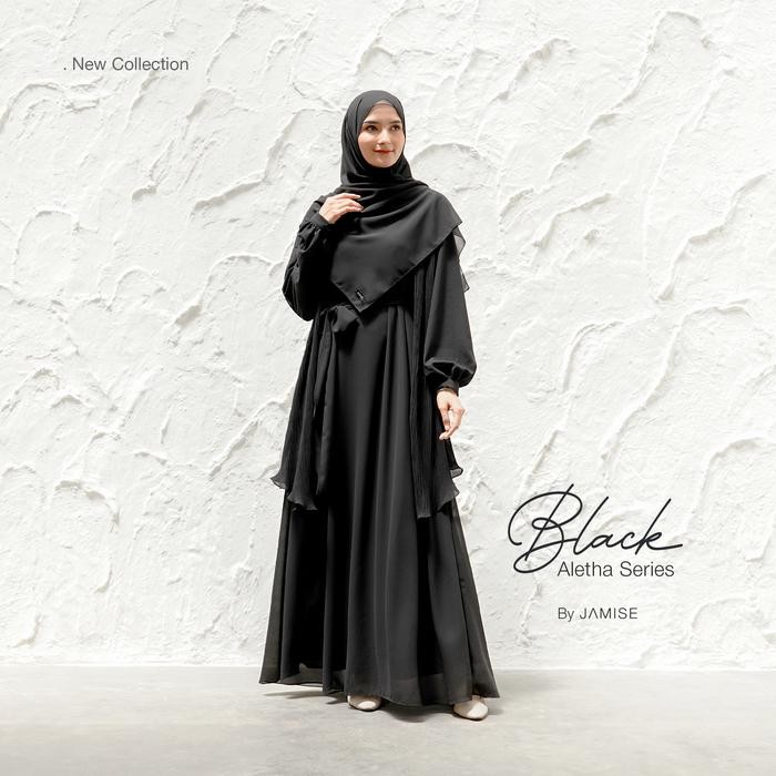 Aletha Series | Dress Outer Ceruty Set Khimar Pashmina Wanita Muslimah by Jamise Syari Cantik Gamis 