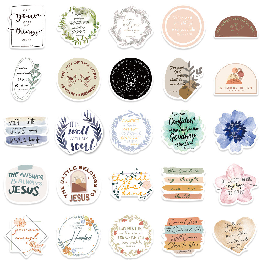 

50/200PCS Bible Quote Sticker Packs for Decoration Pad Suitcases Phone DIY waterproof Kids Notebook Stationary tickers