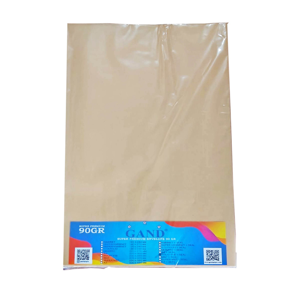 

Amplop Coklat F4/Folio Seal 90 gsm Gand 1 pack 100 lembar