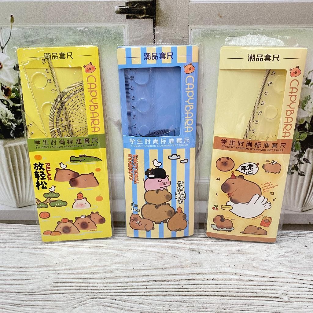 

READY Penggaris Set CAPYBARA 4 IN 1 PGG-1915 / Set Alat Tulis 4 In 1 Capybara Penggaris Busur Segitiga Penggaris Palstik Motif Kartun Lucu Perlengkapan Sekolah Kantor Murah Bisa Cod
