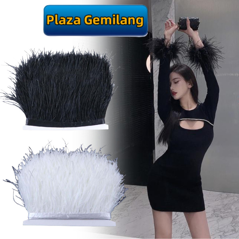 Bulu Ostrich 1 Meter Bulu Ostrich Premium Bulu Bulu Hiasan Baju