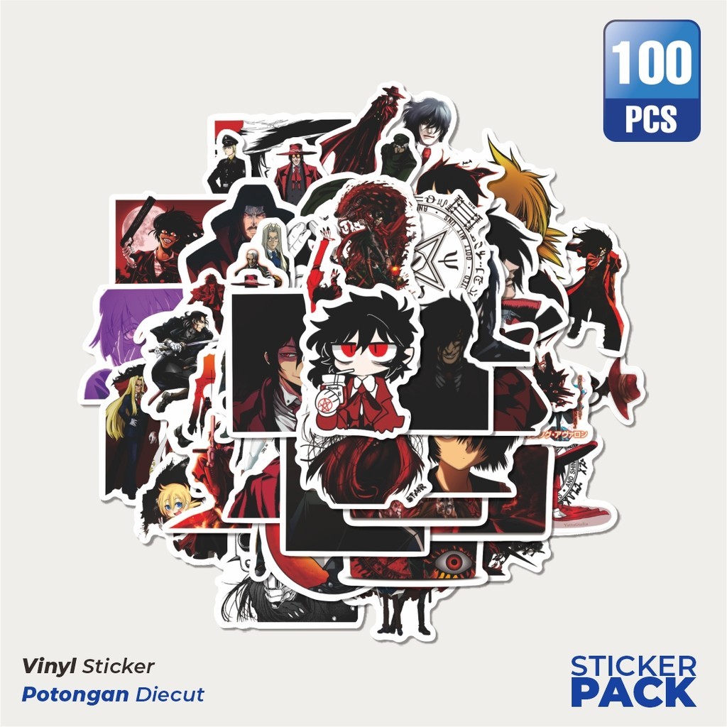 

100 PCS STIKER Anime Hellsing (Herushingu) Waterproof Aesthetic- Untuk Laptop, Motor, dan Helm - Paper Stationery Pack