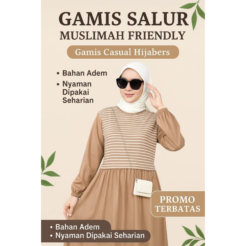 Chiesa Midi Dress Salur Gamis Wanita Muslim Dewasa Cantik Gamis Salur Muslimah Friendly | Gamis Casu