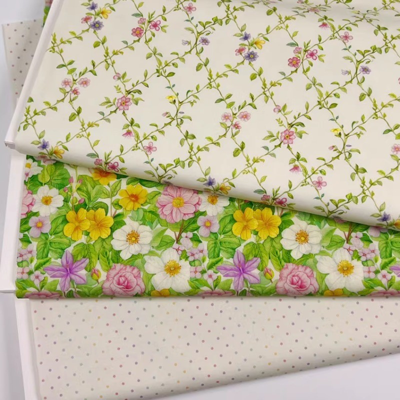 

Multicolor Wildflowers Plain Weave 100% Cotton Vintage Summer Patchwork DIY Handmade Sewing Apparel Book Cover Imported Fabric