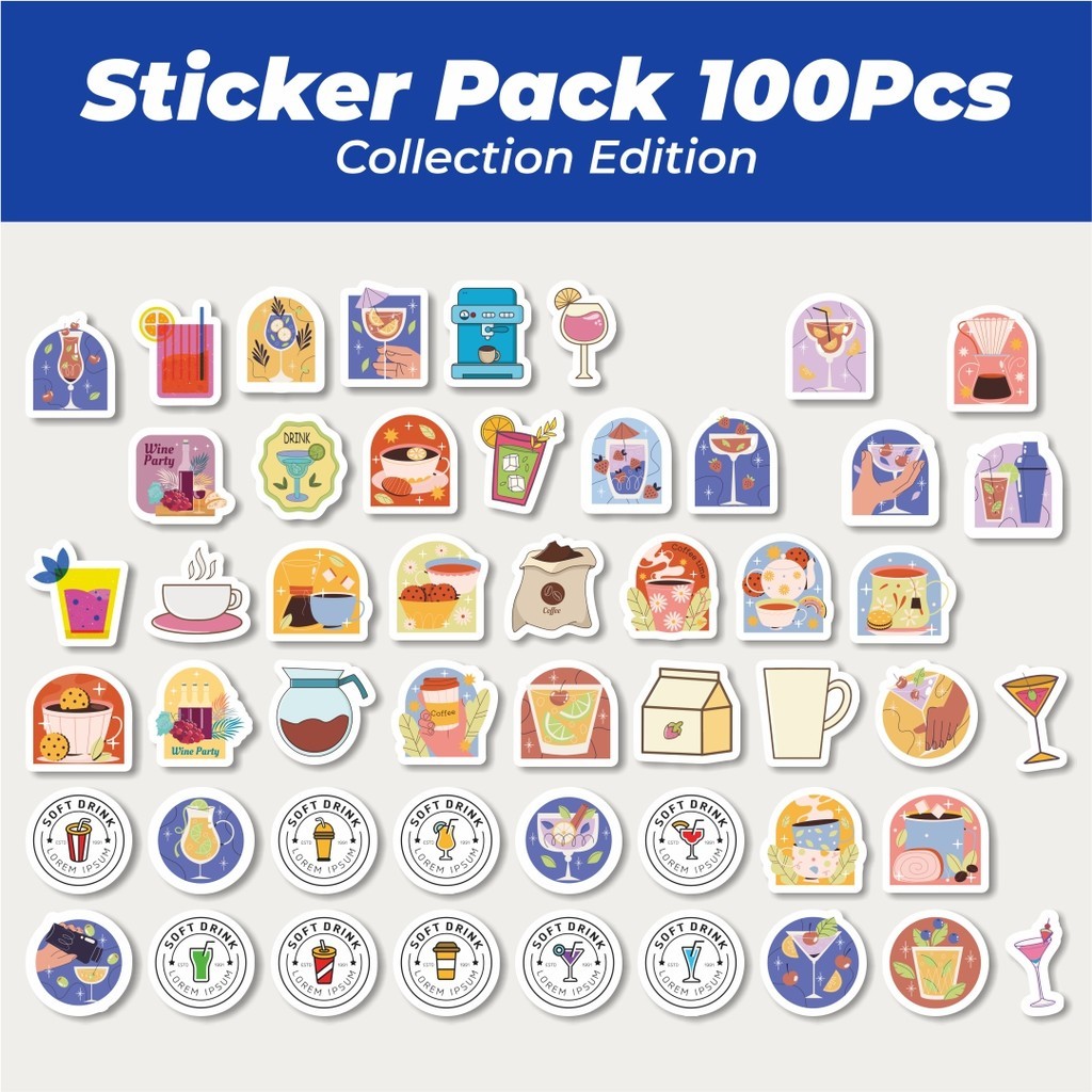 

Hot Sticker Minuman Unik Lucu Anti Air Stikers Berperekat Waterproof Sticker Decal Buat Motor Helm Buku Journal Koper Casing HP Laptop Botol Minum