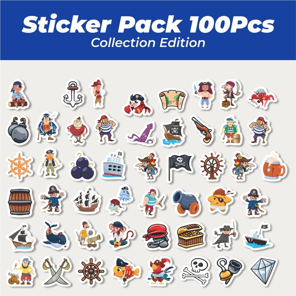 

Hot Stiker Kartun Bajak Laut Lucu Anti Air Stikers Berperekat Waterproof Sticker Decal Buat Motor Helm Buku Journal Koper Casing HP Laptop Botol Minum