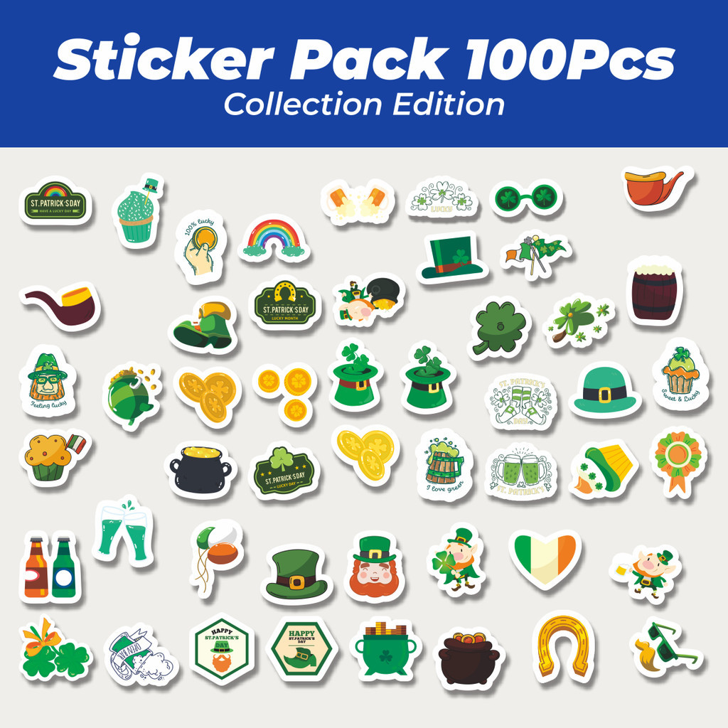 

Hot Stiker St.Patrick 's Day [Hari Santo Patric] Lucu Anti Air Stikers Berperekat Waterproof Sticker Decal Buat Motor Helm Buku Journal Koper Casing HP Laptop Botol Minum