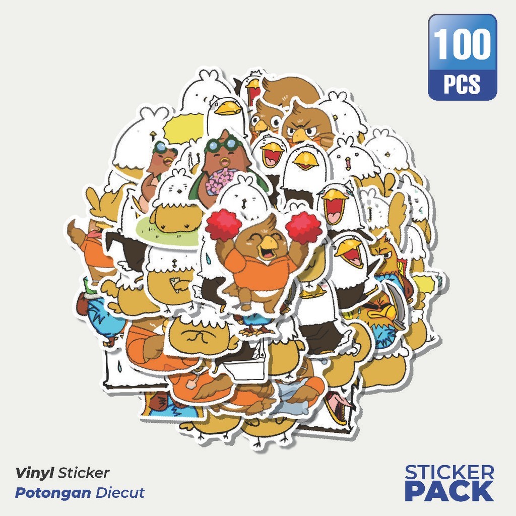 

100 PCS STIKER Hewan Burung Elang Waterproof Aesthetic- Untuk Laptop, Motor, dan Helm - Paper Stationery Pack