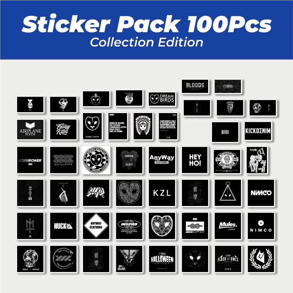 

Hot Stiker Random Black & White Versi 7 Lucu Anti Air Stikers Berperekat Waterproof Sticker Decal Buat Motor Helm Buku Journal Koper Casing HP Laptop Botol Minum