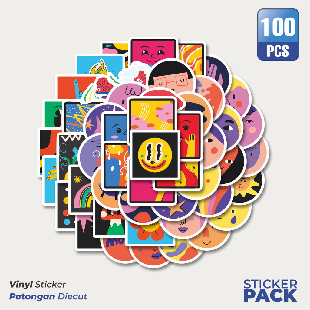 

MURAH 100 PCS Stiker Ilustrasi Penuh Warna Waterproof Aesthetic- Untuk Laptop, Motor, dan Helm - Paper Stationery Pack