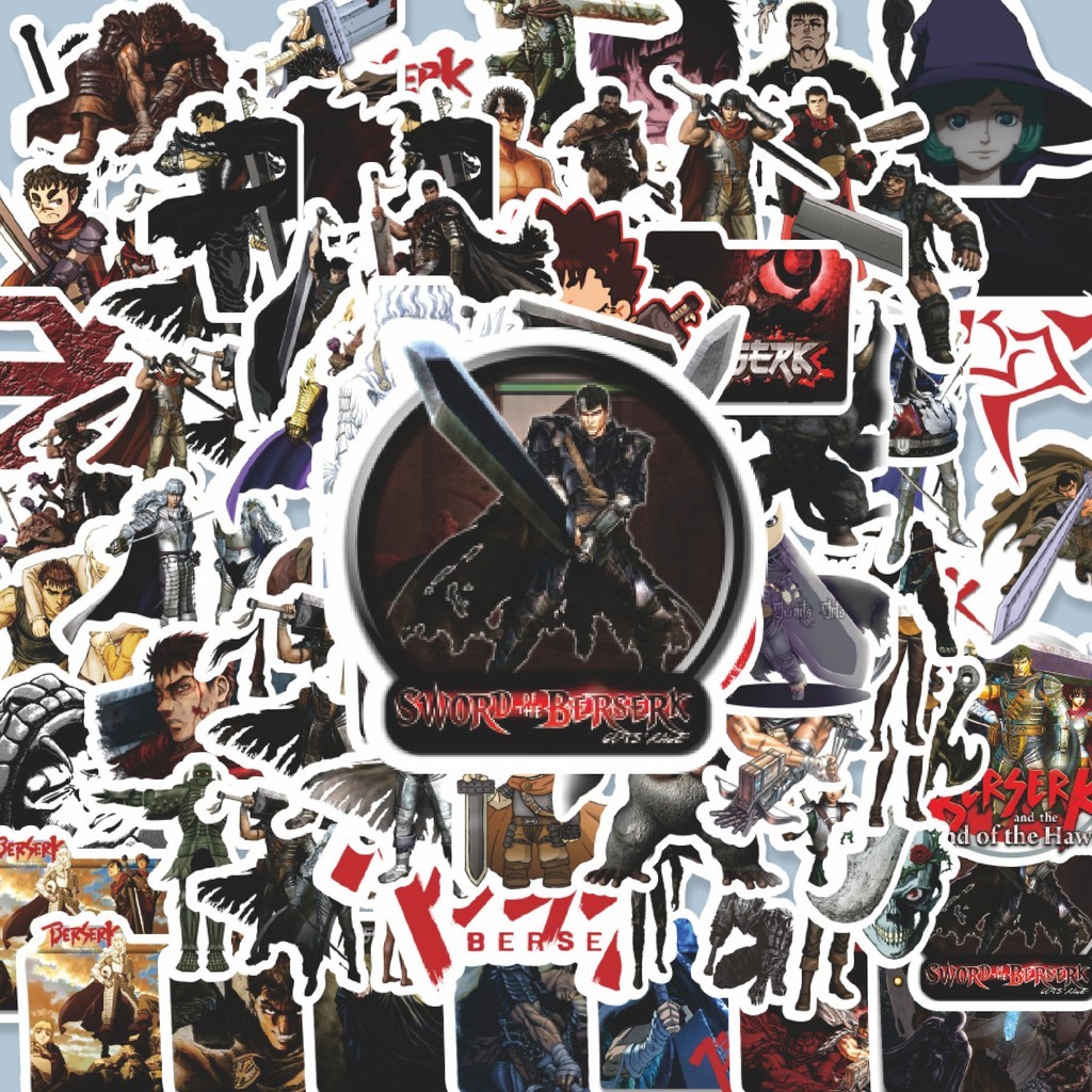 

100PCS Lucu Stiker Anime Berserk Stiker Aesthetic Stiker Anti Air Stikers Berperekat Waterproof sticker decal buat Motor Helm Buku Journal Koper Casing HP Laptop Botol Minum Hadiah anak