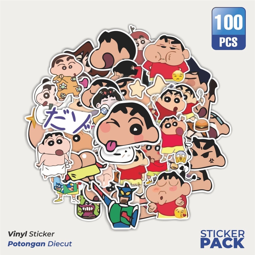 

Stiker Vinyl Stiker Kartun Shincan Waterproof Aesthetic- Untuk Laptop, Motor, dan Helm - Paper Stationery Pack