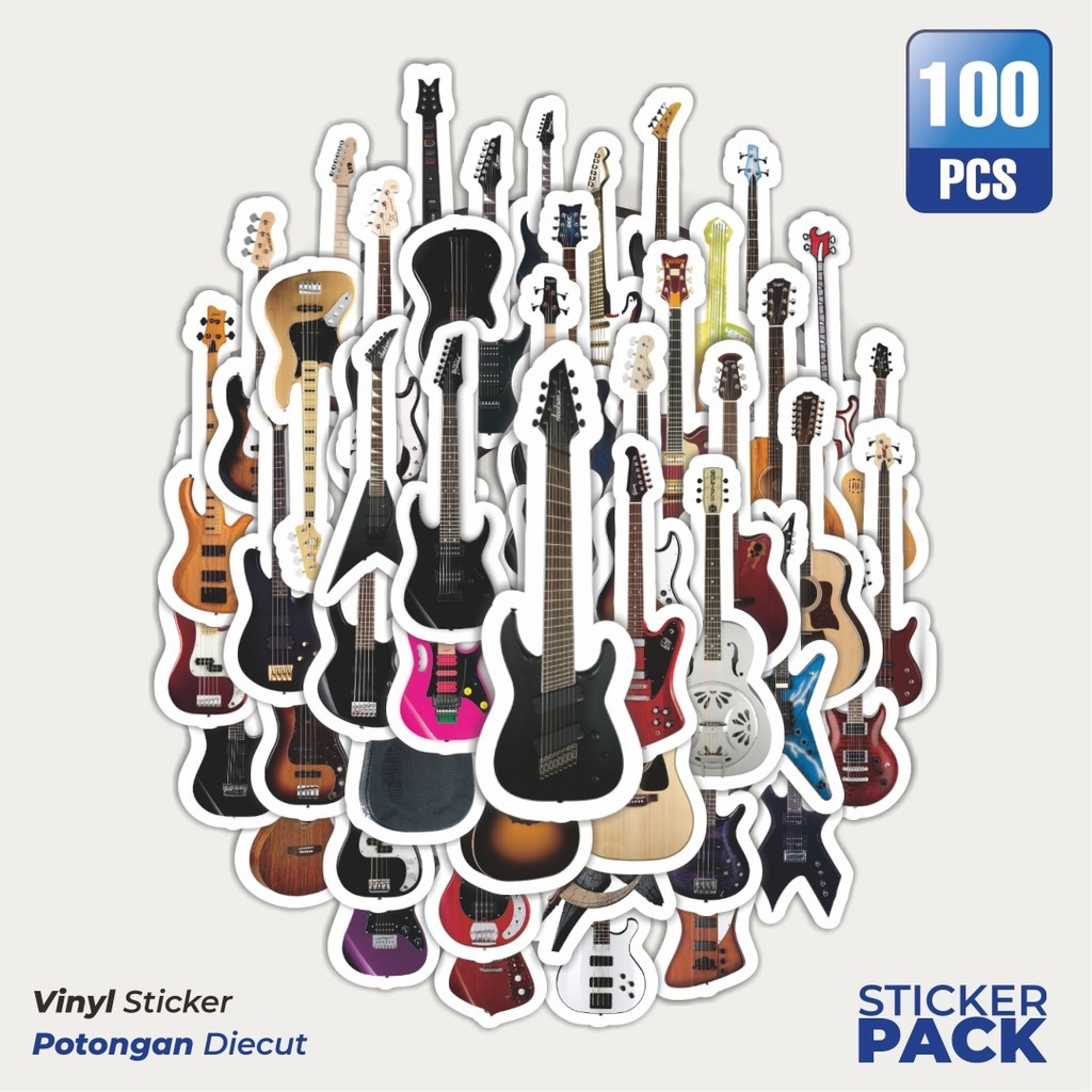 

Stiker Vinyl Stiker Gitar Elektrik Waterproof Aesthetic- Untuk Laptop, Motor, dan Helm - Paper Stationery Pack