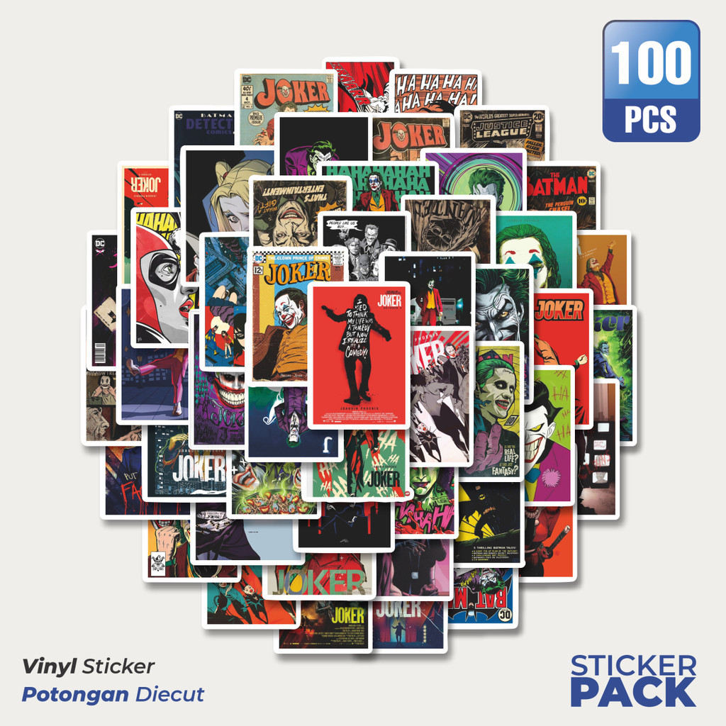 

100 PCS STIKER Poster Cover Komic Joker Vintage Waterproof Aesthetic- Untuk Laptop, Motor, dan Helm - Paper Stationery Pack