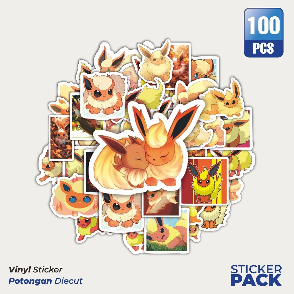 

Stiker Vinyl Stiker Kartun Pokemon Flareon Waterproof Aesthetic- Untuk Laptop, Motor, dan Helm - Paper Stationery Pack