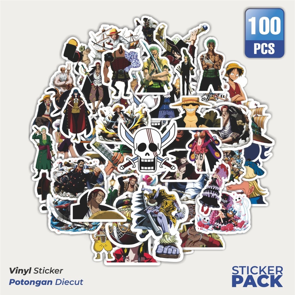 

MURAH 100 PCS Stiker Anime One Piece Versi 10 Waterproof Aesthetic- Untuk Laptop, Motor, dan Helm - Paper Stationery Pack