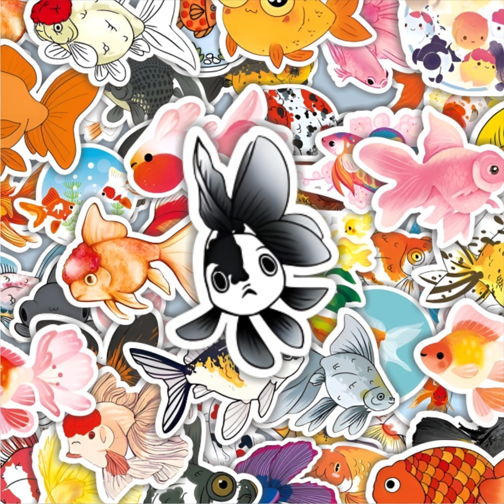 

100PCS Lucu Stiker Golden Fish [Ikan] Series Stiker Aesthetic Stiker Anti Air Stikers Berperekat Waterproof sticker decal buat Motor Helm Buku Journal Koper Casing HP Laptop Botol Minum Hadiah anak