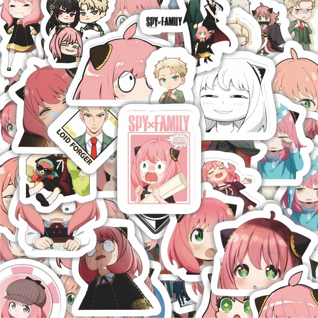 

100PCS Lucu Stiker Anime Spy x Family Stiker Aesthetic Stiker Anti Air Stikers Berperekat Waterproof sticker decal buat Motor Helm Buku Journal Koper Casing HP Laptop Botol Minum Hadiah anak
