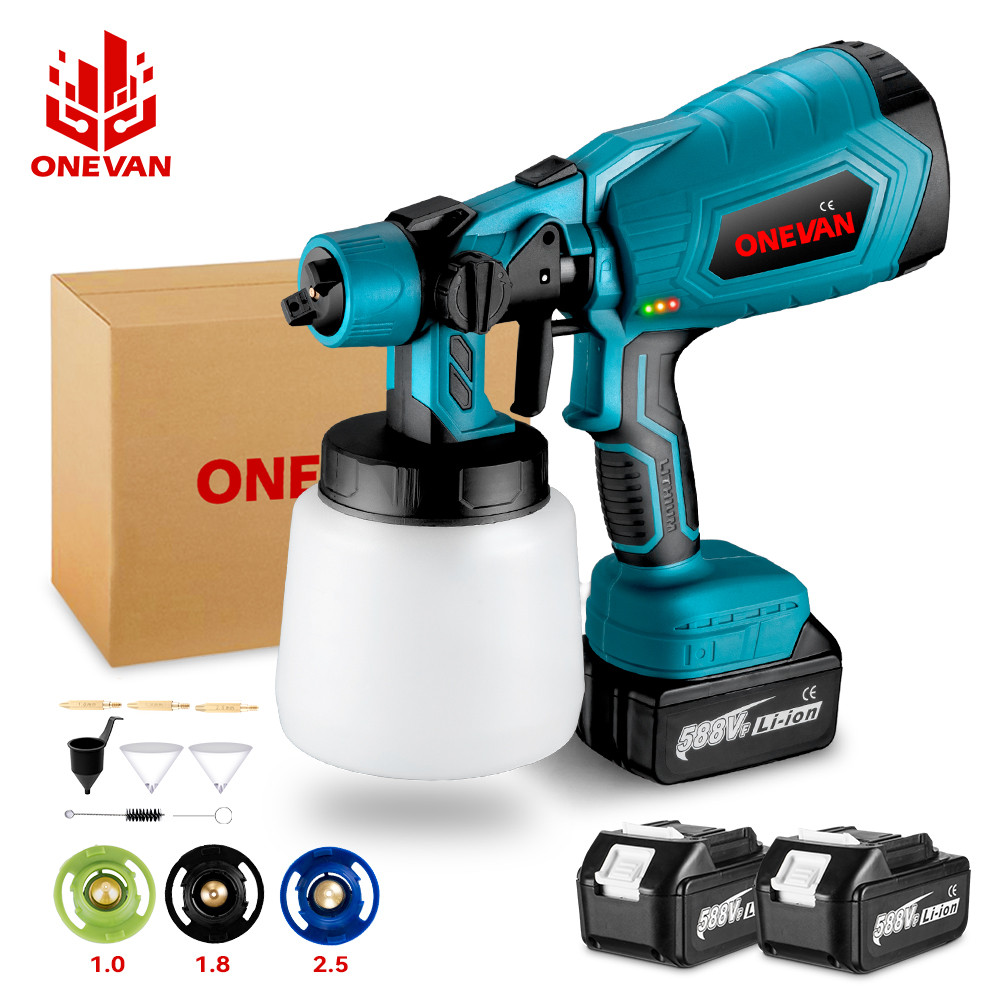 

ONEVAN Electric Spray Gun 1000ML Cordless Paint Sprayer Home DIY Auto Furniture Steel Coating Airbrush For Makita Battery Pin