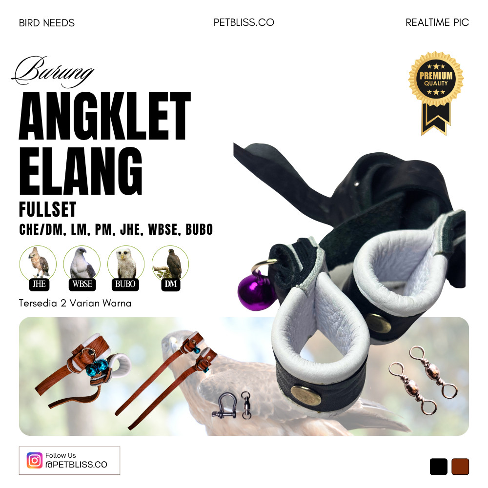 Angklet Anklet Burung Hantu/Elang DM, CHE, JHE, BUBO, WBSE, IBE Bahan Kulit Sapi