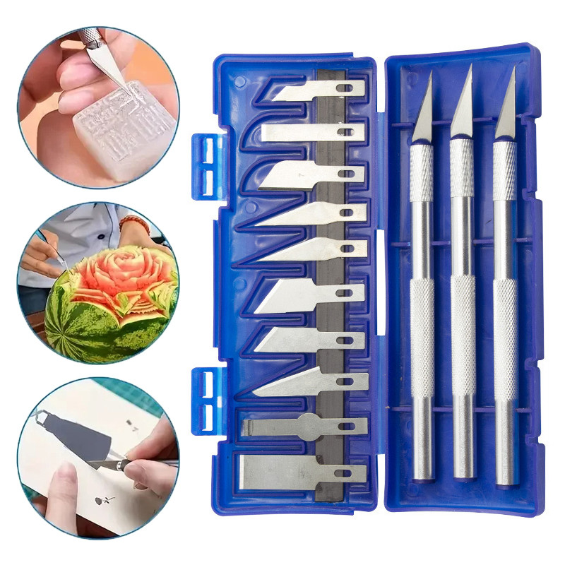 

13in1 Metal Carving Knife Pen Style Art Seal Cutting Manual Combination Paper Cuttings Non-Slip Gadget DIY Precision Repair Tool