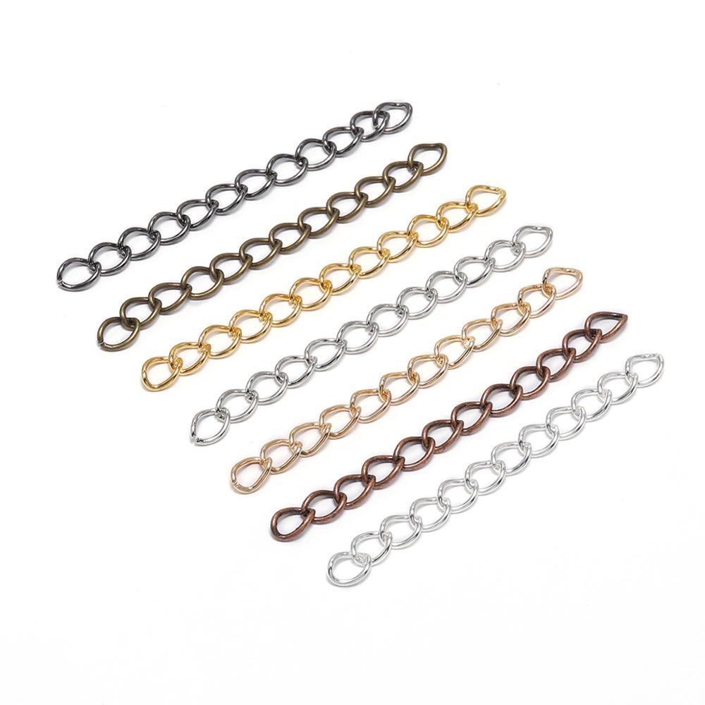 

50-100pcs/lot 50mm 70mm Necklace Extension Chain Bulk Bracelet Extended Chains Tail Extender For DIY Jewelry Making Findings