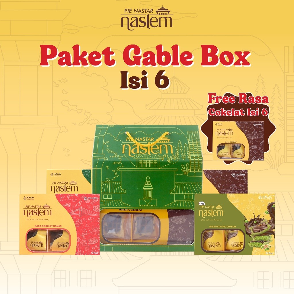 

Hampers Pie Nastar Naslem 4 Box isi 6 pcs + FREE 1 box Naslem Cokelat isi 6 pcs