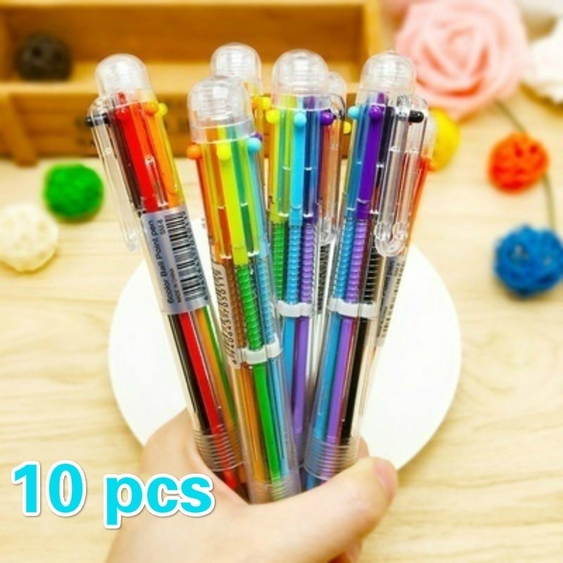

10Pcs Transparent Cartoon Ballpoint Pen Creative Cute Colorful Swivel Supplies School&Office Supplies