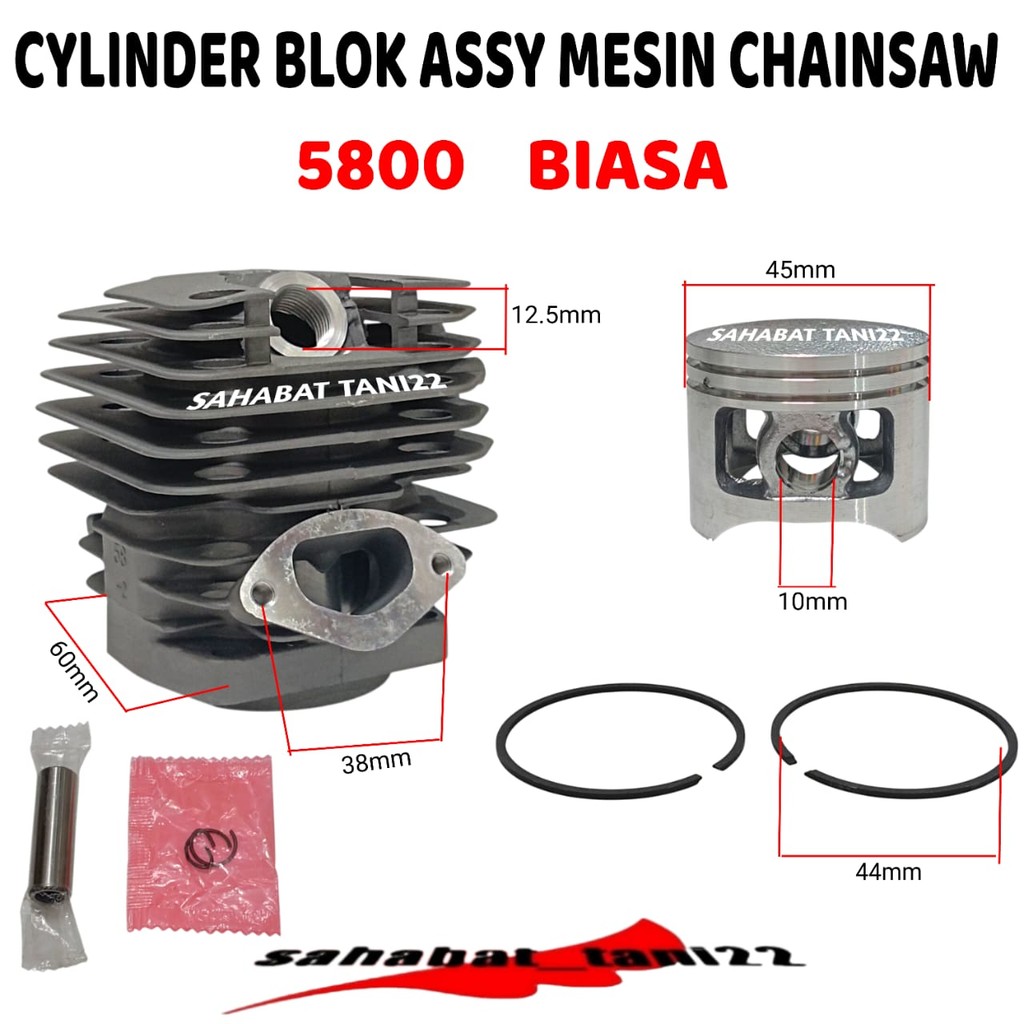 Cylinder Blok Assy Chainsaw Senso Simso Mini FIRMAN Dan BIASA Block Boringan KOMPLIT Mesin Chainsaw 